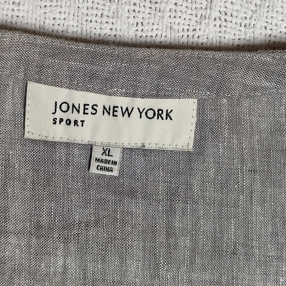 NOT FOR SALE Jones New York 100% linen Top & Pants Suit Set Gray Size XL - Picture 8 of 14